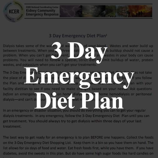 3 Day Emergency Diet For Dialysis