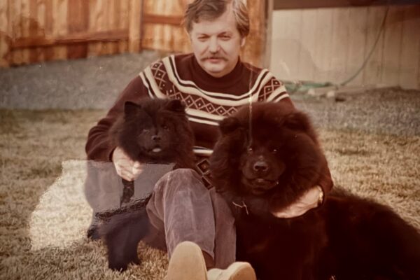 Hank Hanson with his two chows.